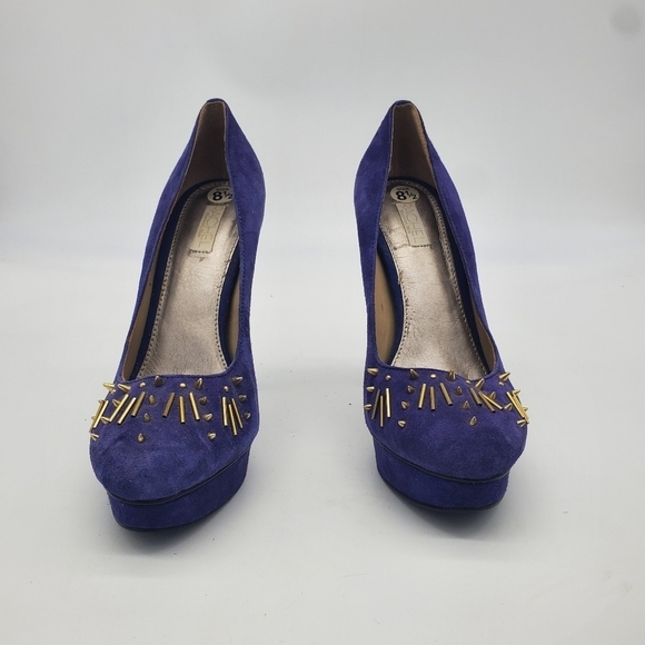 Rachel Rachel Roy Shoes Women 8.5 Heels Cobalt Blue Suede Platform Stilettos - Picture 2 of 8
